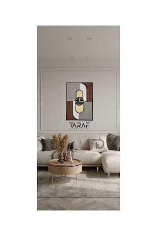 Pisatto 41x58 Dekoratif Asimetrik Tablo Lazer Duvar Saati Çok Renkli
