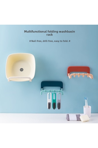 Ranyeek Duvarlı Banyo Lavabo Rafı - Delme Yok Kurulum - Çok Amaçlı Depolama - Dayanıklı Malzeme - Hafif Krem Rengi Kutu Paketi Diğer