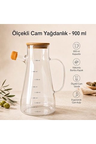 Ölçekli Cam Yağdanlık - 900 Ml Çok Renkli