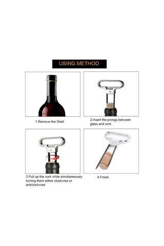 Yuntech01 Gümüş İki Uçlu Vintage Şarap Açıcı - Kırık Mantar Kaldırıcı, Taşınabilir Bar Ve Ev Gereci Gümüş