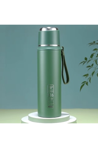 Kapris Çift Katlı Paslanmaz Çelik Termos Yeşil 1 Litre Kap-294 Yeşil