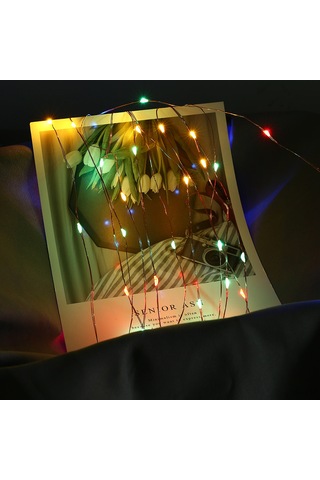 Vkemall 5m 50 Led Renkli Bakır Tel Dekoratif Işık, 8 Fonksiyonlu Kumandalı Usb Şarjlı Yıldız Işık Zinciri Çok Renkli