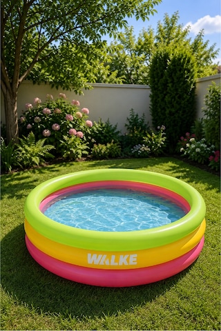 Walke 70 X 25 Cm 3 Boğumlu Şişme Çocuk Havuzu Dayanıklı Mini Oyun Havuzu 14104 Çok Renkli
