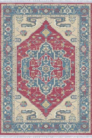 Pembe Klasik Göbekli Dokuma Pamuk Taban Kaymaz Kilim Klm273n11