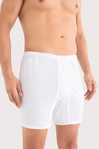 Arma Yıldız Büyük Beden Erkek Paçalı Külot Boxer 2'li Paket Beyaz %100 Pamuk Beyaz