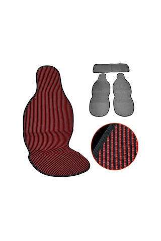 Nyf 06 Terletmez Minder Pamuklu Kırmızı-siyah 3 Lü Set 2 Ön Pilot + 1 Arka Oturma