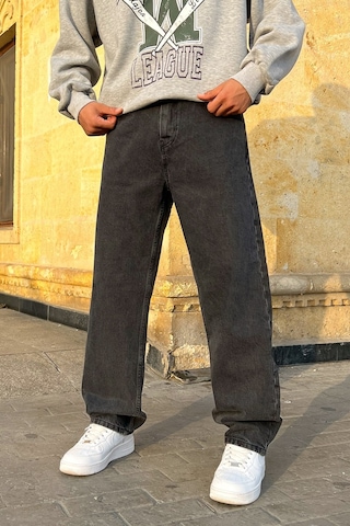 Flaw Basic Kar Yıkama Baggy Jean Siyah Siyah