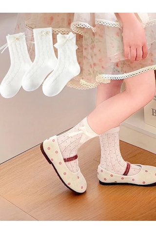 Hello Kitty Çocuklar İçin Şık Çoraplar 3 Çift 468685744 Beyaz