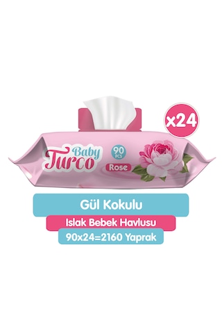 Baby Turco Gül Kokulu Islak Bebek Havlusu 24 X 90 Adet