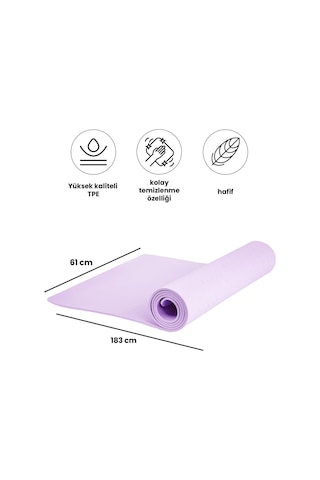 Yumuşak Ve Kaymaz Yüzeyli Yoga & Pilates Matı - 6mm Kalınlık, Hafif Ve Taşınabilir Spor Matı Mor