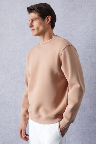 Grimelange Travıs Erkek Organik Kumaşlı Yumuşacık Regular Fit Yuvarlak Yakalı Bej Sweatshirt Bej