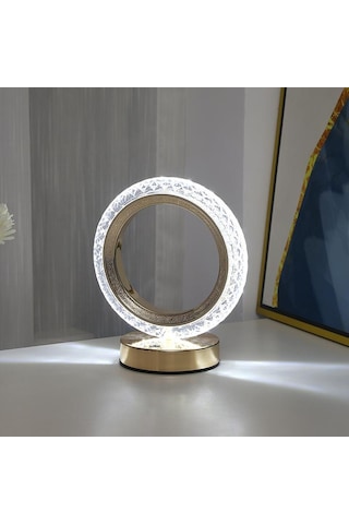 Lw-24 Şarjlı Yuvarlak Kristal Elmas Masa Lambası Akrilik Led Gece Lambası Beyaz