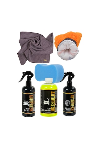 Autofresh 6' Harika Dış Yıkama Seti Oto Dış Yıkama Araç Parlatma Lastik Bakım Seti