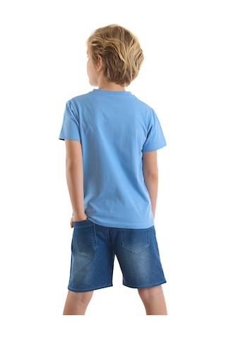 Denokids Mushi Let's Play Erkek Çocuk T-shirt Denim Şort Takım Çok Renkli