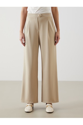 Lcw Vision Bej Loose Fit Krep Kadın Pantolon
