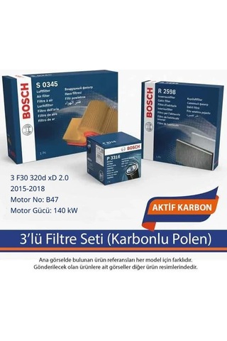 Netparset Bmw 3 F30 320d Xd 2.0 2015-2018 Bosch 3'lü Filtre Seti Karbonlu Polen -b47