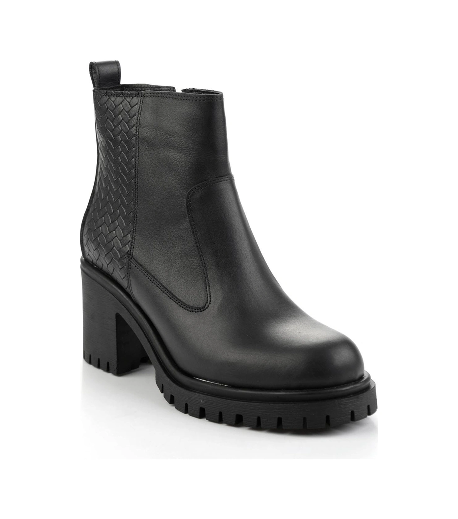 Bambi Siyah Siyah Hakiki Deri Kadın Bot & Bootie K02040500303 Siyah Siyah