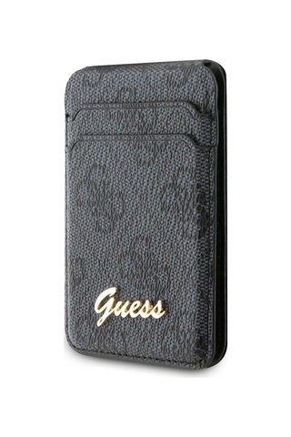 Guess Lisanslı Magnetik Standlı Kartlık 4g Desenli Metal Script Logolu Siyah