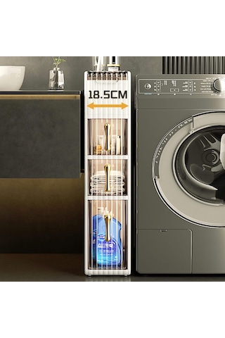 Banyo, Yatak Odası, Çamaşır Odası 4 Katlı Çekmeceli Dolap Beyaz - Gri