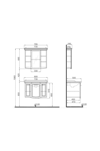 Kale Arte+ Mat Antrasit Banyo Dolabı Takımı 80 Cm Antrasit