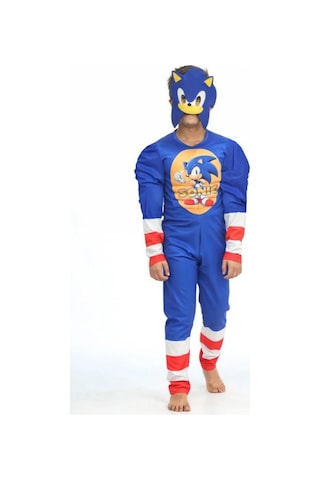 Life For Moda Erkek Çocuk Sonic Kaslı Kostüm - Sonic Kaslı Erkek Çocuk Kostümü Mavi