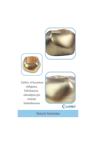 Saksı Çiçek Kaktüs Saksısı Lüx 9 Cm Altın Eskitme Varak Boyalı Elips Desen Saksı Çiçeklik - Altın Eskitme