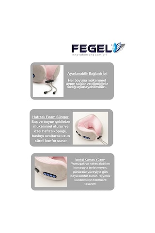 FG-01 6D Çift Yönlü Isıtmalı Şarjlı Masajlı Boyun Yastığı - Pembe