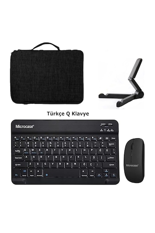 Microcase Samsung Uyumlu Galaxy Tab S10 Lite Tablet İçin Türkçe Bluetooth Klavye+mouse+tablet Standı-siyah Al8126 Omuz Çantası