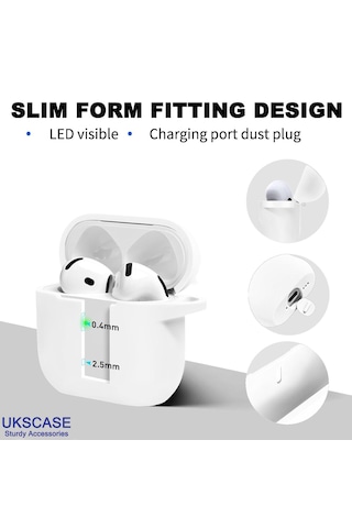 Apple Uyumlu AirPods 4. Nesil Soft Silikon Kılıf Düz Renkler Beyaz