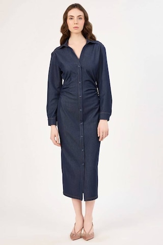 Fever Yanlar Büzgülü Kadın Denim Elbise 352116033 Lacivert