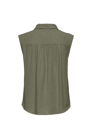 Only Onlsiesta Keten Karışımlı Regular Fit Klasik Yaka Bluz Bayan Bluz 15367416 Haki