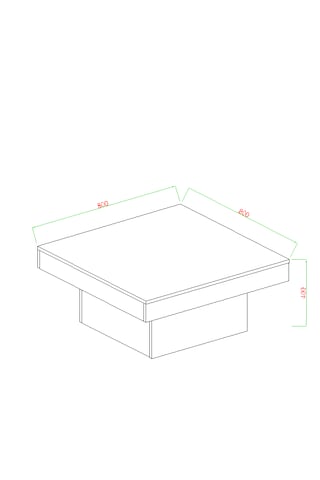 Medusa Kare, Modern Orta Sehpa, 80 Cm, Atlantik Çam - Antrasit Atlantik Çam - Antrasit