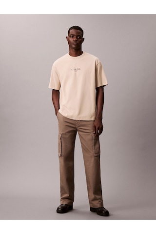 Calvin Klein Kısa Kollu 16s Rahat Kesim Ckj Grafikli Erkek Kahverengi T-shirt Lv04rc851g-2f2 Kahverengi