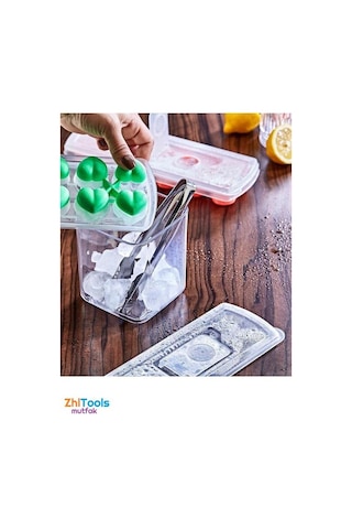 Zhltools Buz Kalıbı - Bas-bırak Kapaklı Silikon Buz Kalıbı 4 Lü Set Siyah