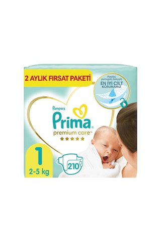 Prima Bebek Bezi Premium Care 1 Numara Yenidoğan Aylık Fırsat Paket 210’lu 3'lü