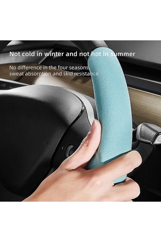Fosenze Tesla Model 3/y/s İçin Ultra İnce Suede Deri Direksiyon Kılıfı - Karbon Fiber Desenli, Kayma Engellli, Hava Geçirgen, Tüm Hava Koşullarında Uygun