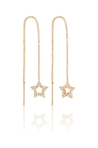 Azuris Silver Azuris 925k Gümüş Sıralı Top Zincir Yıldız Taşlı Küpe Rose Gold