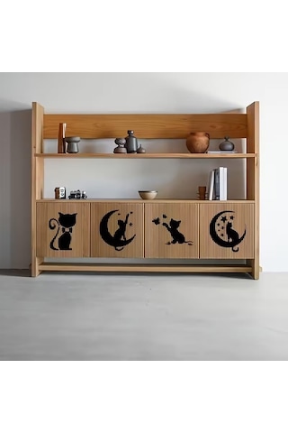 4 Adet Sevimli Kedi Şablonu, Yeniden Kullanılabilir, Duvar Boyama, Kumaş Boyama, Cam Sanatı