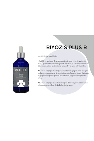 Pet Feed Biyozis Plus B 100 Ml Kedi Ve Köpeğiniz İçin Sindirim - Bağışıklık Sistemi Destekleyici %100 Doğal