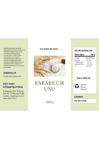 Eget Ata Tohumundan Karakılçık Unu 1 KG