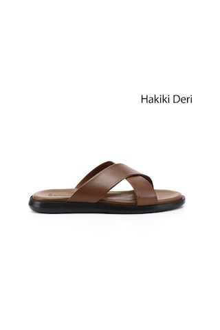 Diğer Erkek Ceviz Çapraz Bantlı Hakiki Deri Terlik Dyma83242824