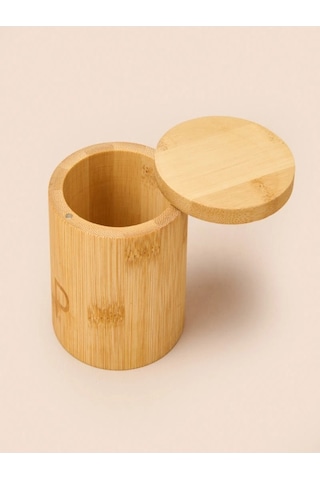 Mien 2'li Mıknatıslı Çevir Aç Kapak Bambu Standlı Kavanoz Baharatlık Seti 858 Ahşap