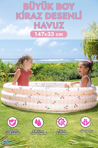 Intex Kiraz Desenli Şişme Havuz 147x33 Cm - 3 Halka Dayanıklı Pvc Bahçe Havuzu