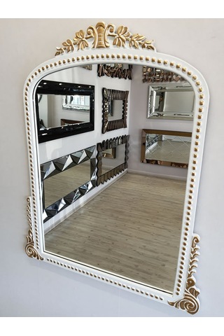 Ayna Denizi Lady White Gold Model Beyaz Altın Renk Dekoratif Ayna Altın - Beyaz