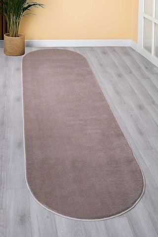 Vl Oval Comfort Ponpon Saçaklı Peluş Post Yolluk Kahverengi Oval Kahverengi Saçaksız