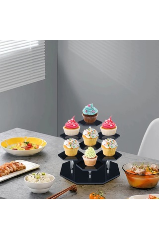 "açık Akrilik Mini Parfüm Rafı - Cupcakes, Atıştırmalıklar Ve Kozmetikler İçin Çok Yönlü Ekran Standı" Black, 7 Bit
