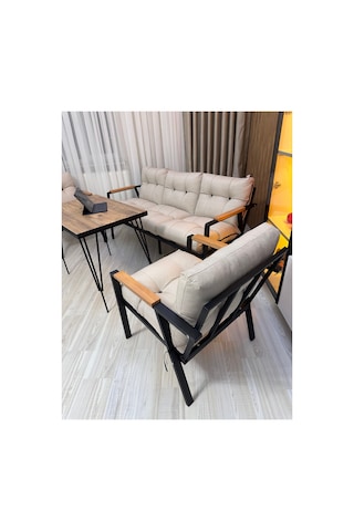 Güneş Balkon, Bahçe - Metal Kanepe Koltuk Takımı 3+1+1 + Masa Yemek Masası