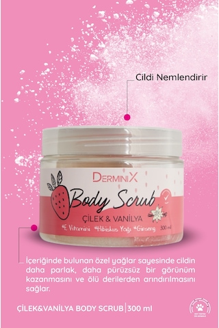 Derminix Vücut Peelingi Body Scrub Çilek Vanilya 300 ML