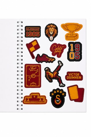 Galatasaray Lisanslı Icardi Ve Osimhen Baskılı Sticker Kitabı - 6 Sayfa 70 Parça Çıkartma Albümü Sarı - Kırmızı
