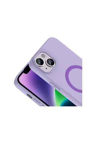 Apple iPhone Uyumlu 13 Kılıf M-safe Şarj Özellikli Zore Aris Silikon Kapak - Lila